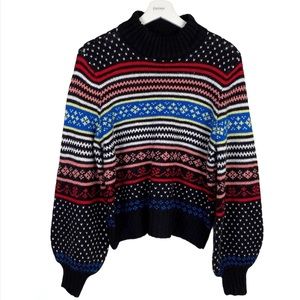American Eagle Hyper Fair Isle Cozy Mock Neck Sweater NWT
